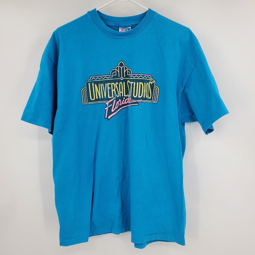 Vintage Hanes Beefy-T Universal Studios Florida T-Shirt XL Blue 90s Made in USA‎